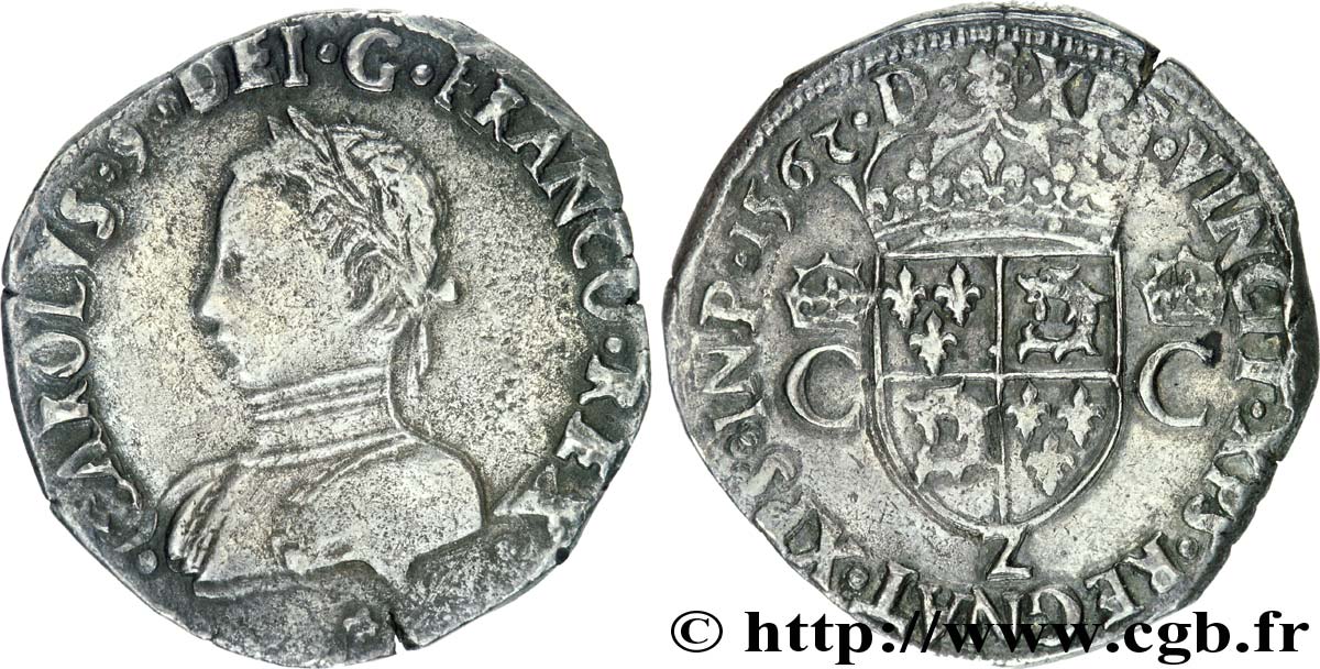 CHARLES IX Teston du Dauphiné 1562 Grenoble MBC