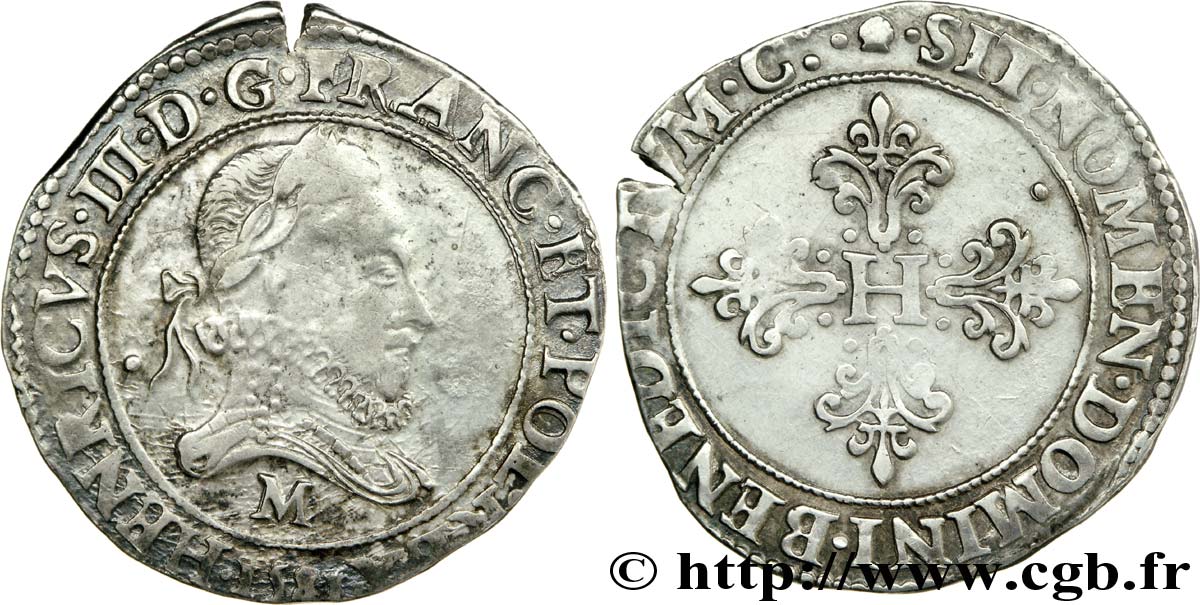 HENRY III Franc au col fraisé 1581 Toulouse XF/AU