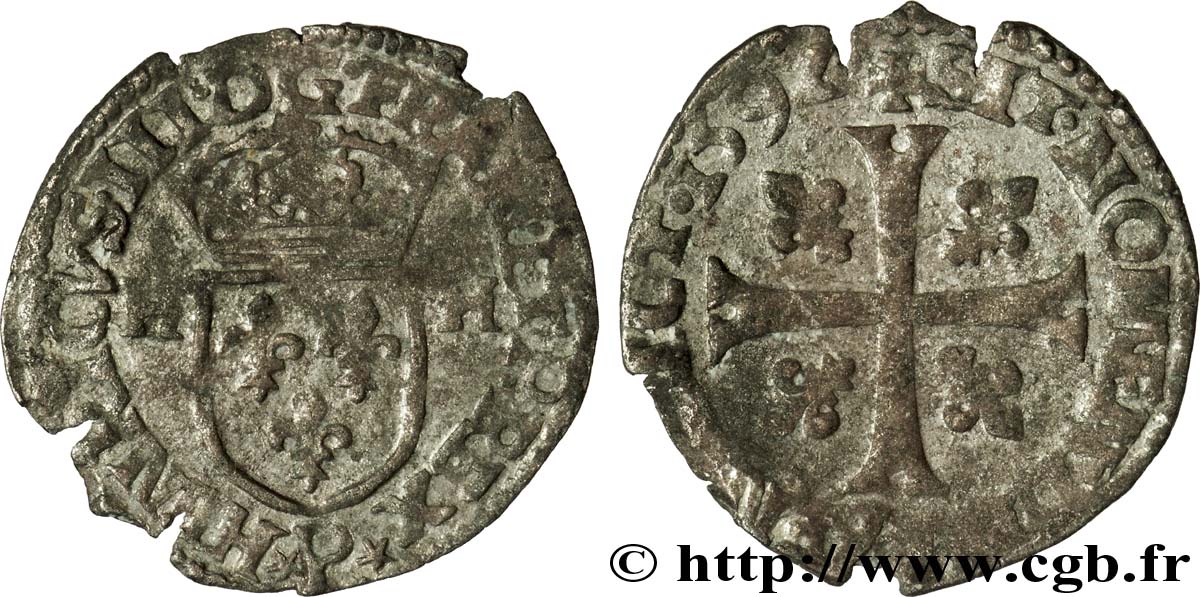 LIGUE. COINAGE AT THE NAME OF HENRY III Douzain aux deux H, 4e type 1592 Le Puy VF