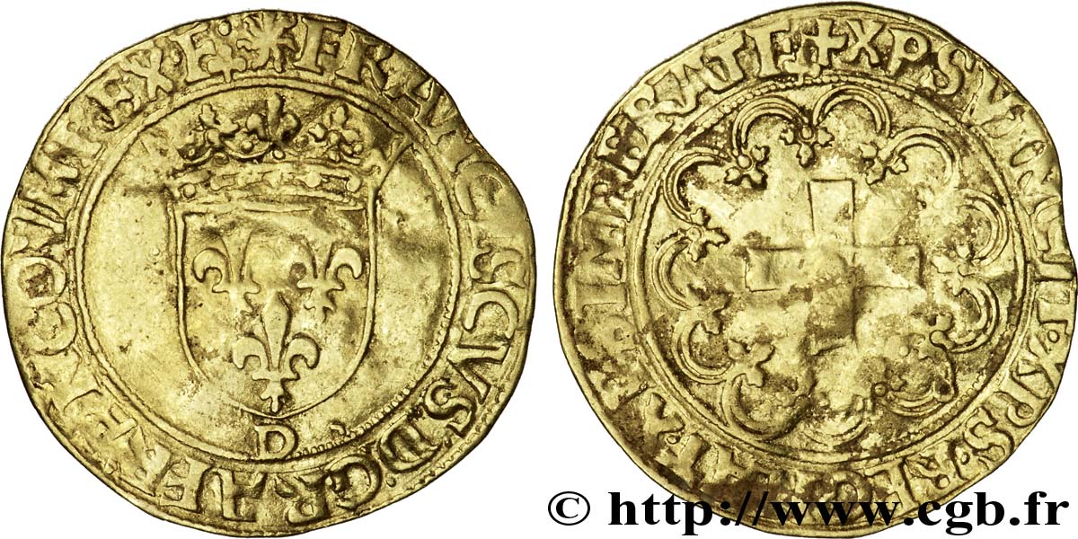 FRANCIS I Écu d or à la croisette, 1er type n.d. Lyon VF