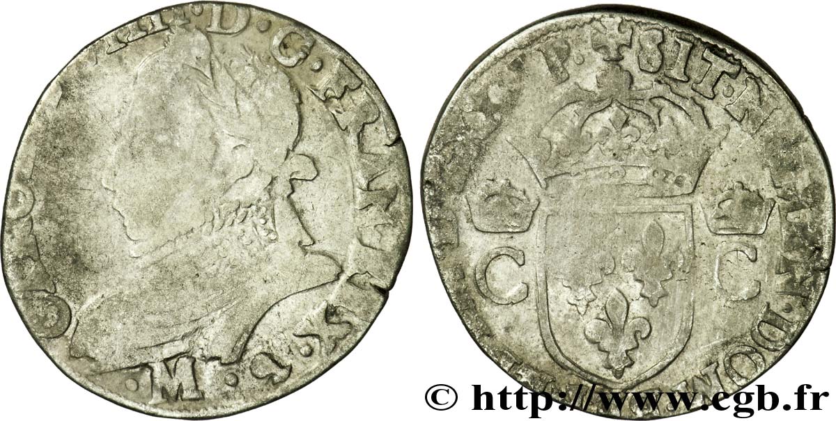 HENRY III. COINAGE AT THE NAME OF CHARLES IX Teston, 10e type 1575 Toulouse F