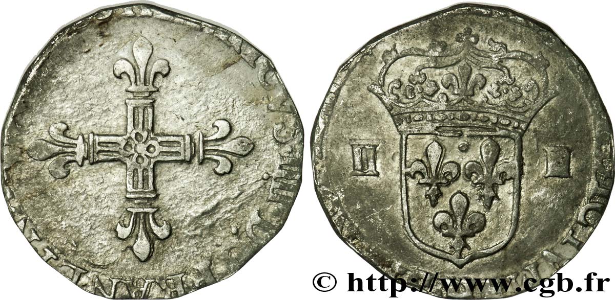 HENRY IV Quart d écu, 1er type 160[6-8] La Rochelle BC/BC+