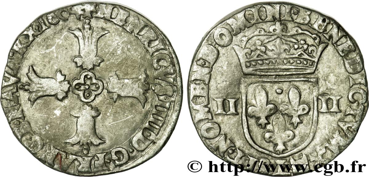 HENRI IV LE GRAND Quart d&nbsp;écu, croix feuillue de face 1604 Bayonne TB+