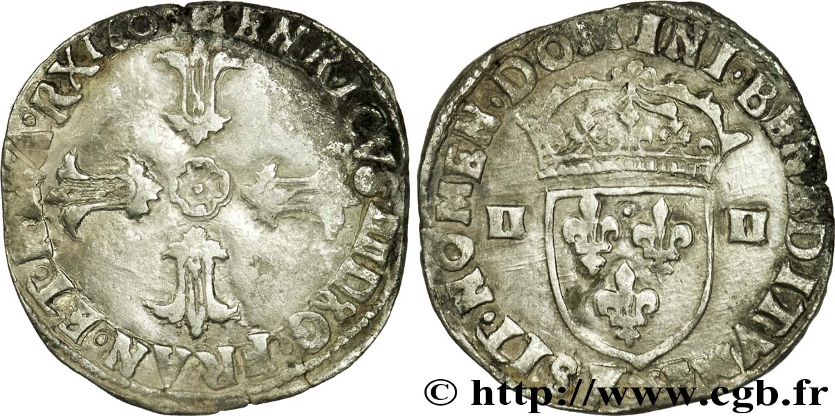 HENRY IV Quart d écu, croix feuillue de face 160[3-5] Bordeaux VF/XF