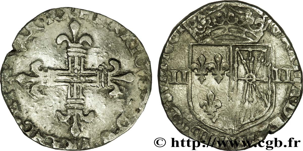 HENRI IV LE GRAND Quart d écu de Navarre 1601 Saint-Palais TB/TB+