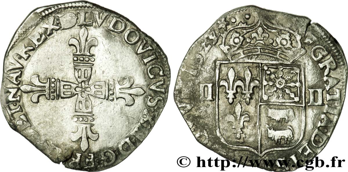 LOUIS XIII  Quart d écu de Béarn 1623 Morlaàs SS/fSS