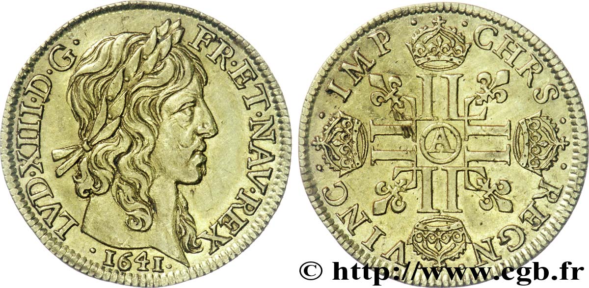 LOUIS XIII  Louis d or aux huit L (effigie de Jean Warin) 1641 Paris, Monnaie du Louvre EBC