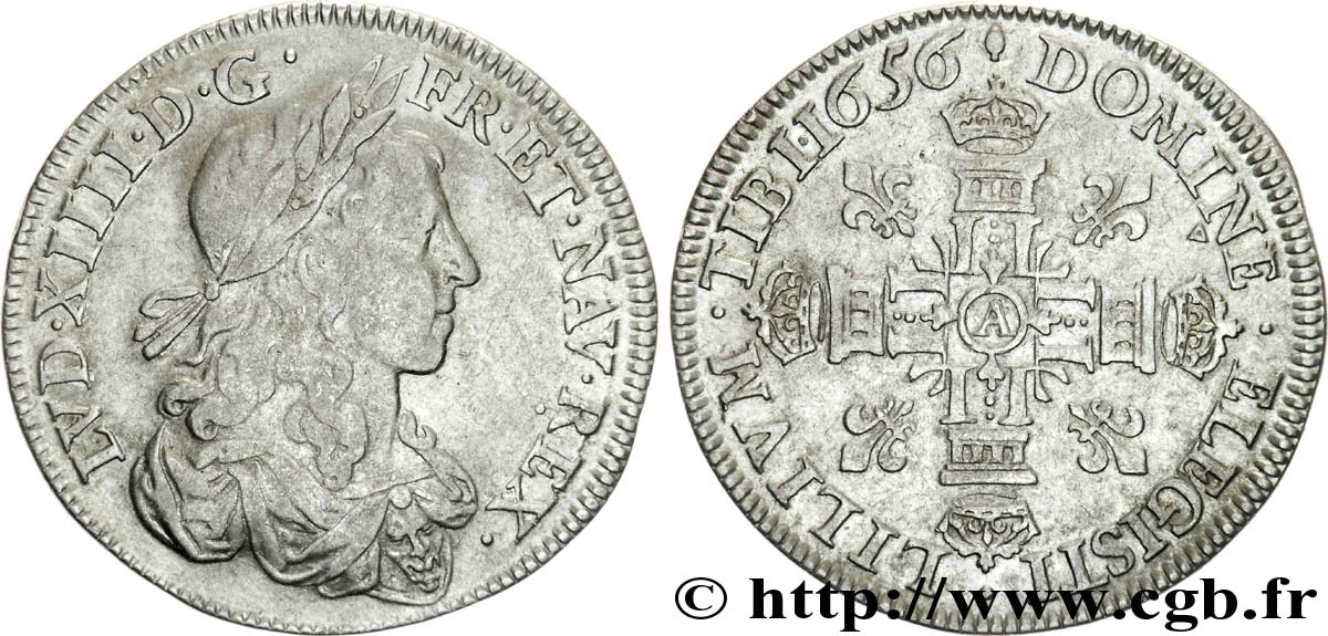 LOUIS XIV LE GRAND OU LE ROI SOLEIL Lis d’argent 1656 Paris TTB/TTB+