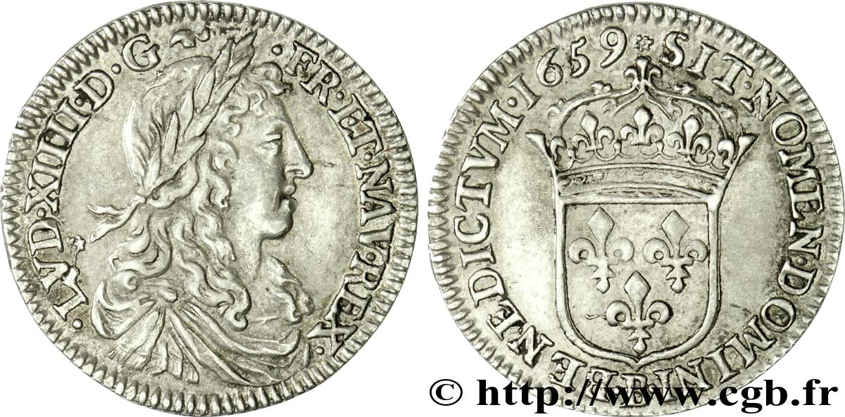 LOUIS XIV  THE SUN KING  Douzième d écu au buste juvénile, 1er type 1659 Rouen q.SPL