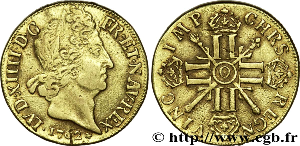 LOUIS XIV LE GRAND OU LE ROI SOLEIL Double louis d&nbsp;or aux huit L et aux insignes 1702 Riom TB+