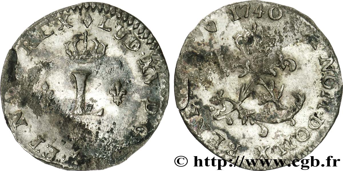 LOUIS XV DIT LE BIEN AIMÉ Sol de billon 1740 Amiens TB+