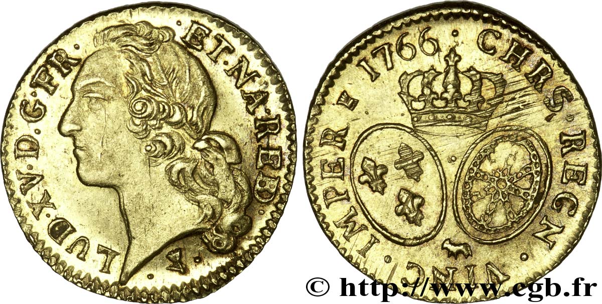 LOUIS XV DIT LE BIEN AIMÉ Louis d’or aux écus ovales, tête ceinte d’un bandeau 1766 Pau SUP