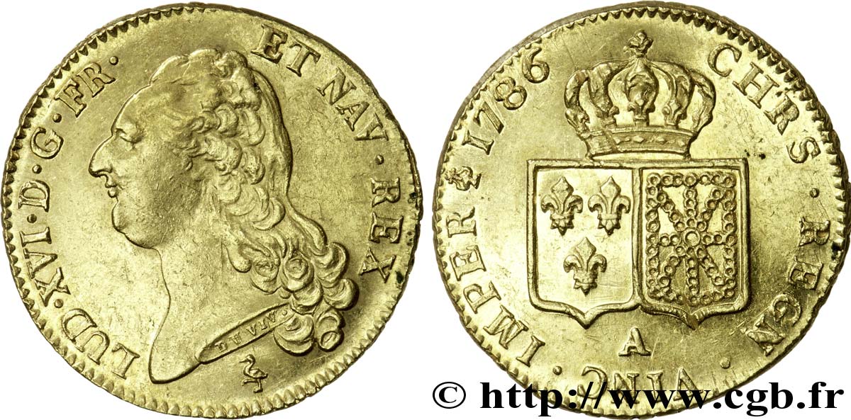 LOUIS XVI Double louis d’or aux écus accolés 1786 Paris fVZ/VZ