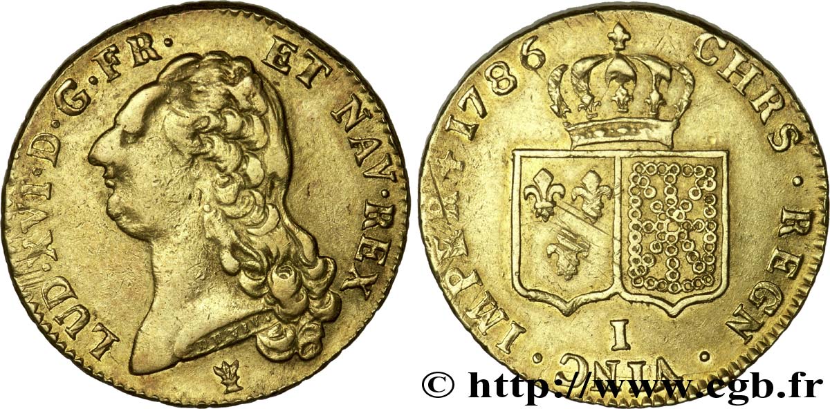 LOUIS XVI Double louis d’or aux écus accolés 1786 Limoges q.BB/BB