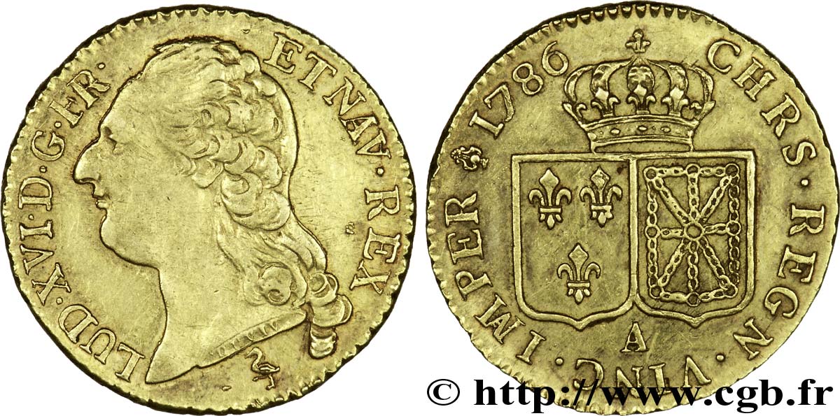 LOUIS XVI Louis d or aux écus accolés 1786 Paris AU