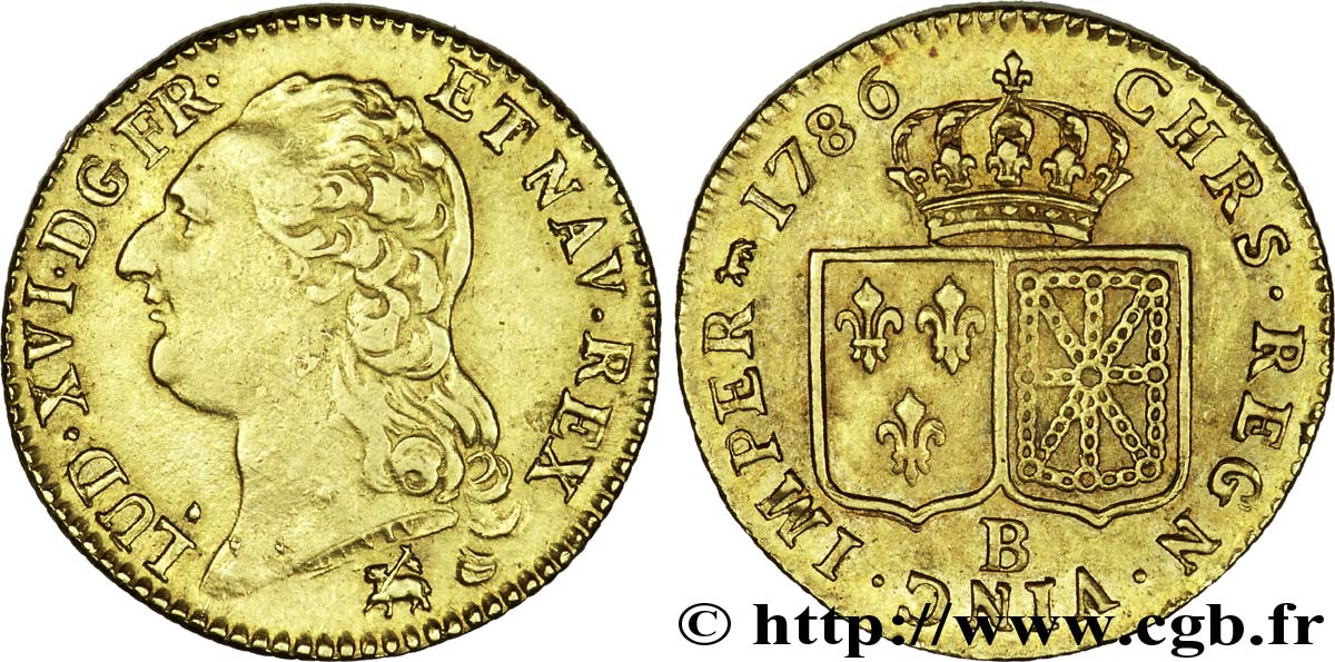 LOUIS XVI Louis d or aux écus accolés 1786 Rouen XF/AU