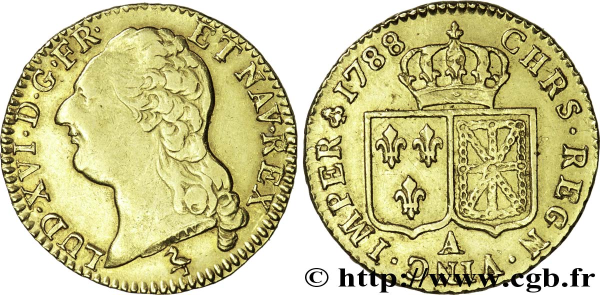 LOUIS XVI Louis d or aux écus accolés 1788 Paris fSS/SS