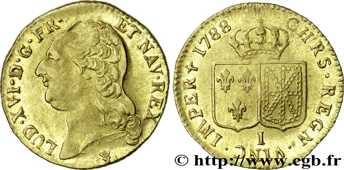 LOUIS XVI Louis d or aux écus accolés 1788 Limoges MBC/MBC+
