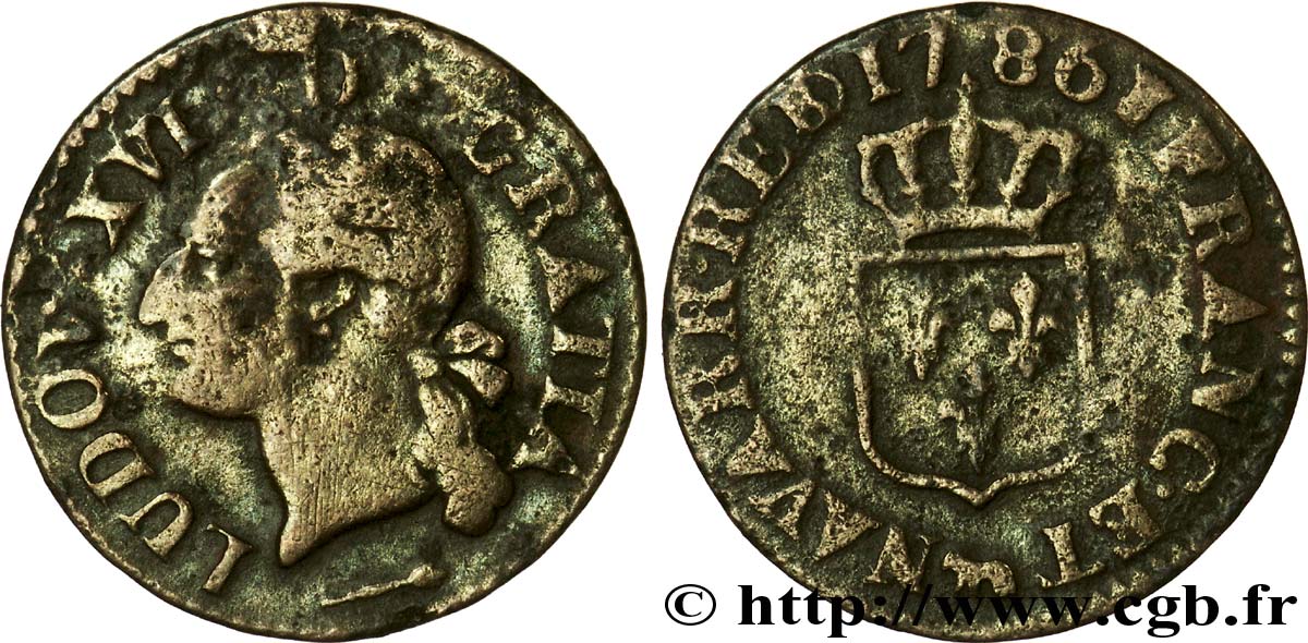 LOUIS XVI Liard dit  à l écu  de Béarn 1786 Pau TB