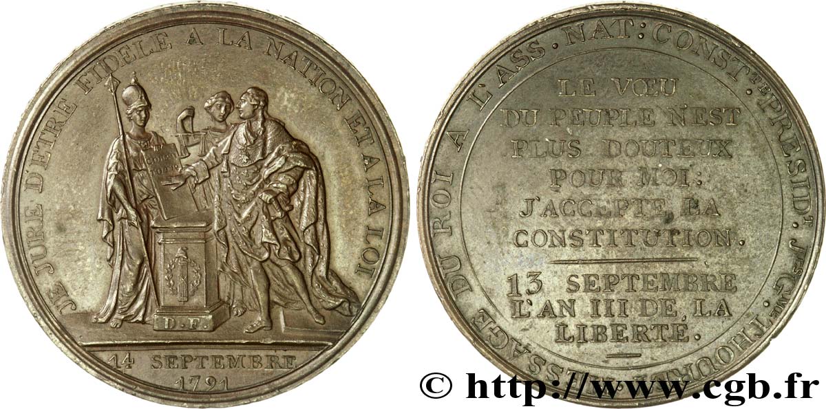 REVOLUTION COINAGE / CONFIANCE (MONNAIES DE…) Monnaie de confiance, Monneron du Serment du roi 1791 Paris AU