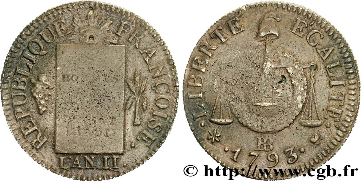 LA CONVENTION 1 sol dit &nbsp;à la table de loi&nbsp; 1793 Strasbourg TTB