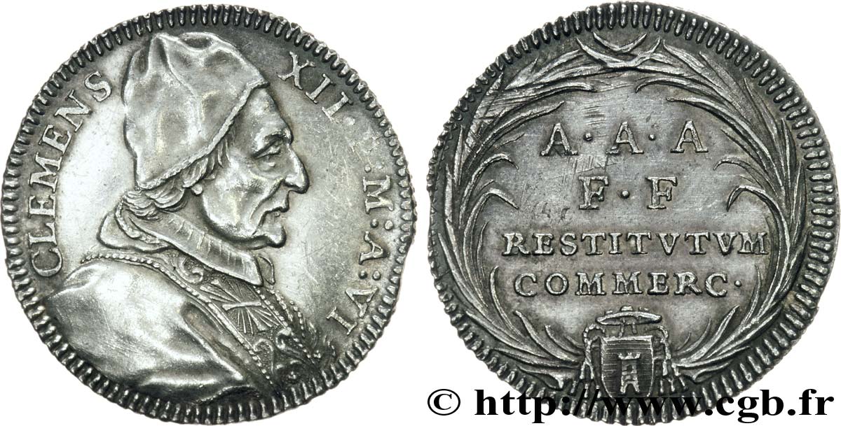 ITALIE - ÉTATS DU PAPE - CLÉMENT XII (Laurent Corsini) Giulio An VI = 1735/1736 Rome SUP