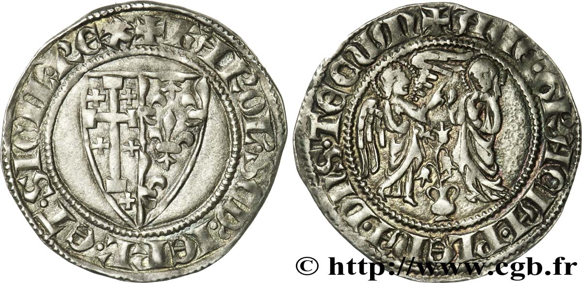 ITALY - NAPLES - CHARLES II OF ANJOU Salut d argent c. 1300 Naples XF
