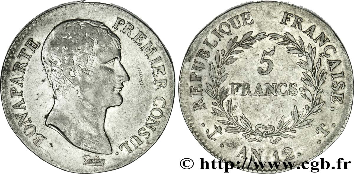 5 francs Bonaparte Premier consul 1804 Nantes F.301/24 XF 
