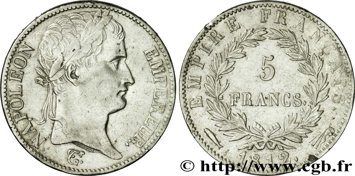 5 francs Napoléon Empereur, Empire français 1812 Utrecht F.307/56 XF 