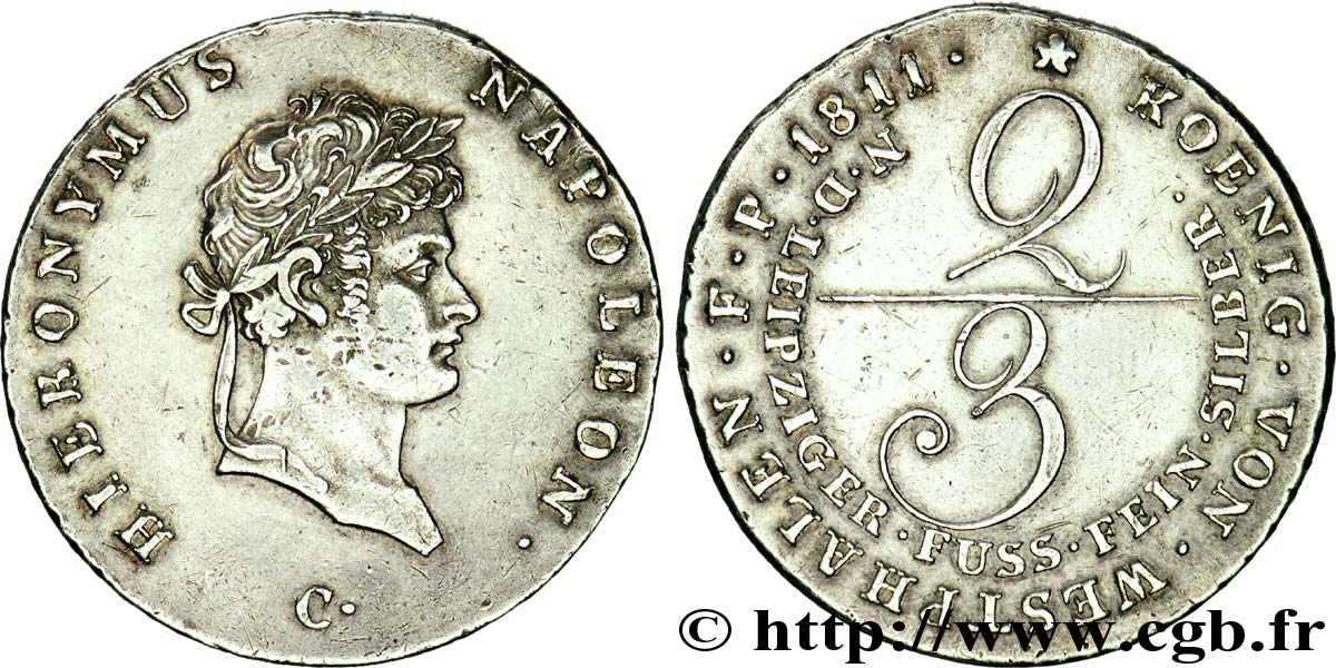 2/3 thaler ou gulden 1811 Clausthal VG.1969  TTB 