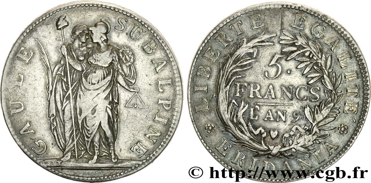 5 francs 1801 Turin VG.843  SS 