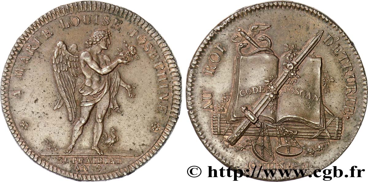 ITALY - KINGDOM OF ETRURIA - CHARLES-LOUIS and MARIE-LOUISE Médaille en bronze AU