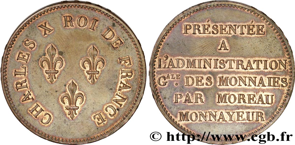 Essai de virole au module de 5 francs par Moreau 1824 Paris VG.2608  SPL 