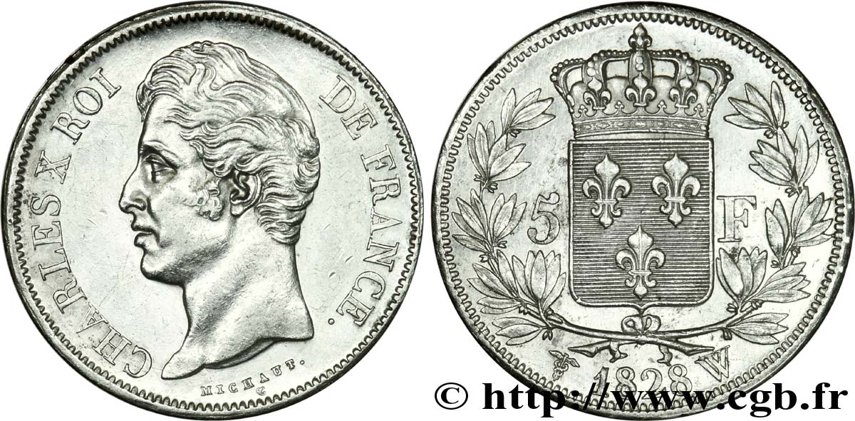 5 francs Charles X, 2e type 1828 Lille F.311/26 SPL 