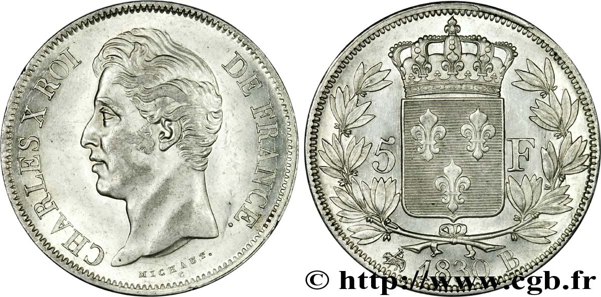 5 francs Charles X, 2e type 1830 Rouen F.311/41 AU 