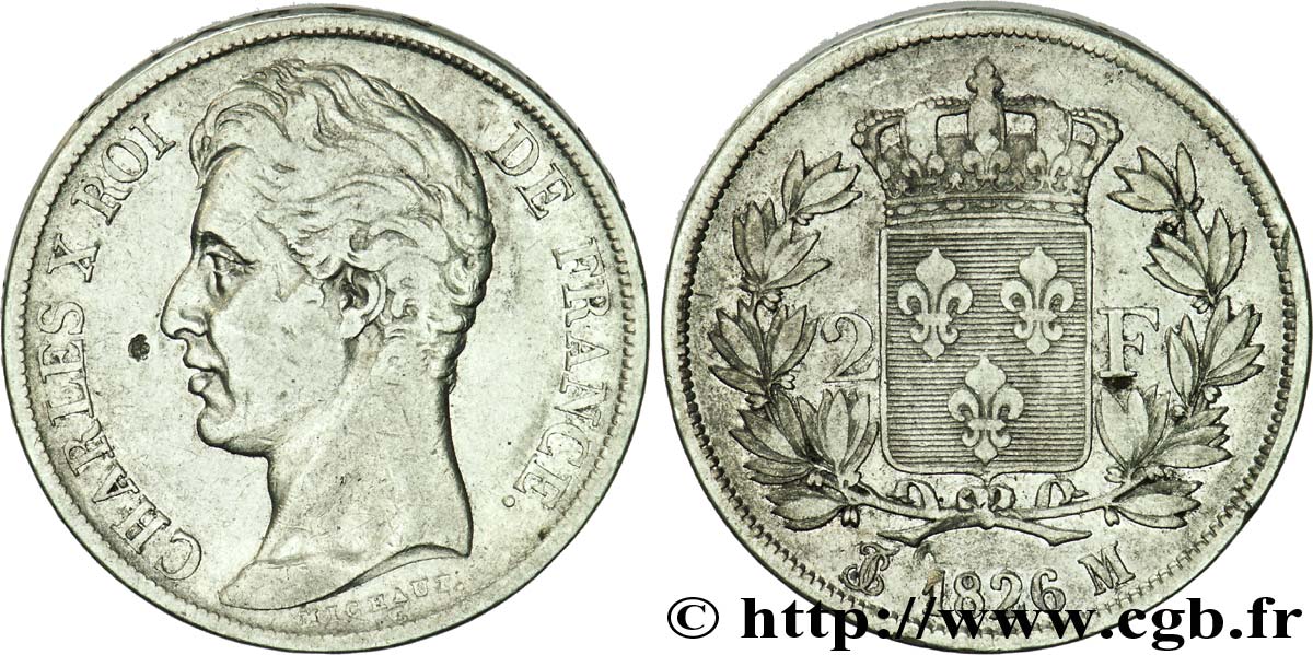2 francs Charles X 1826 Toulouse F.258/20 MB 