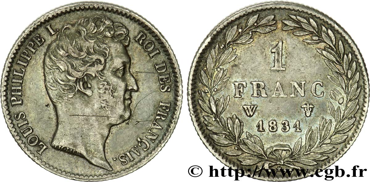 1 franc Louis-Philippe, tête nue 1831 Lille F.209/12 XF 