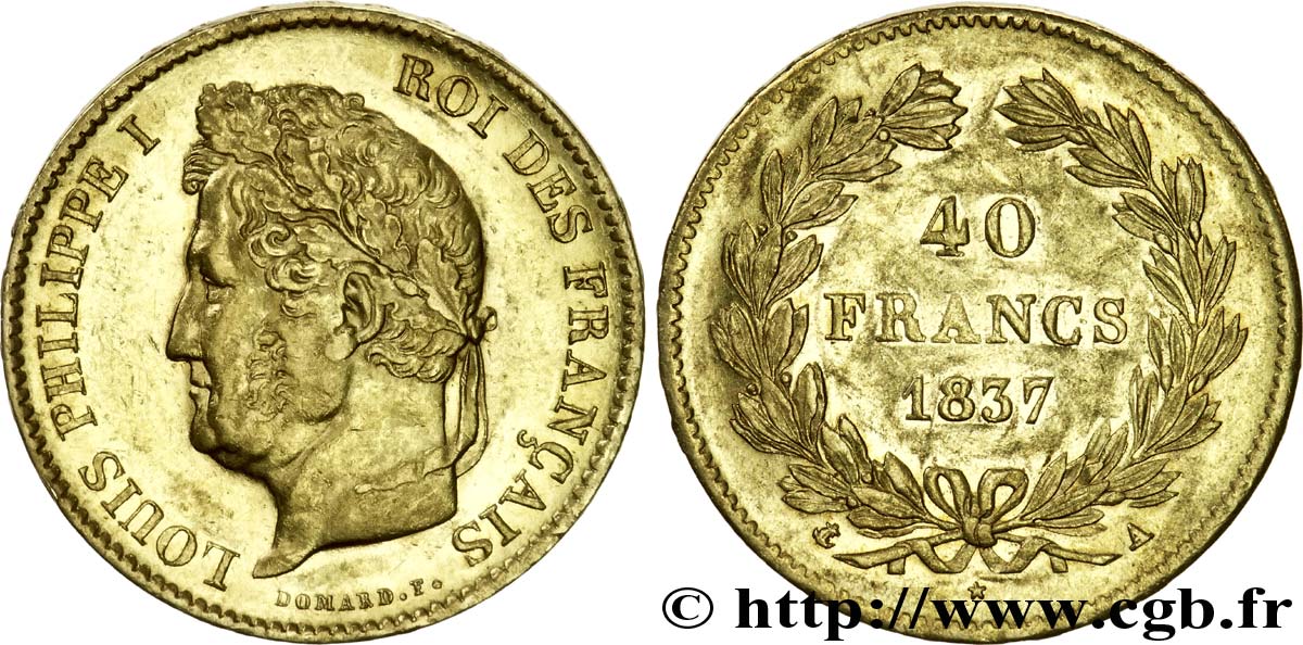 40 francs Louis-Philippe 1837 Paris F.546/10 SPL 