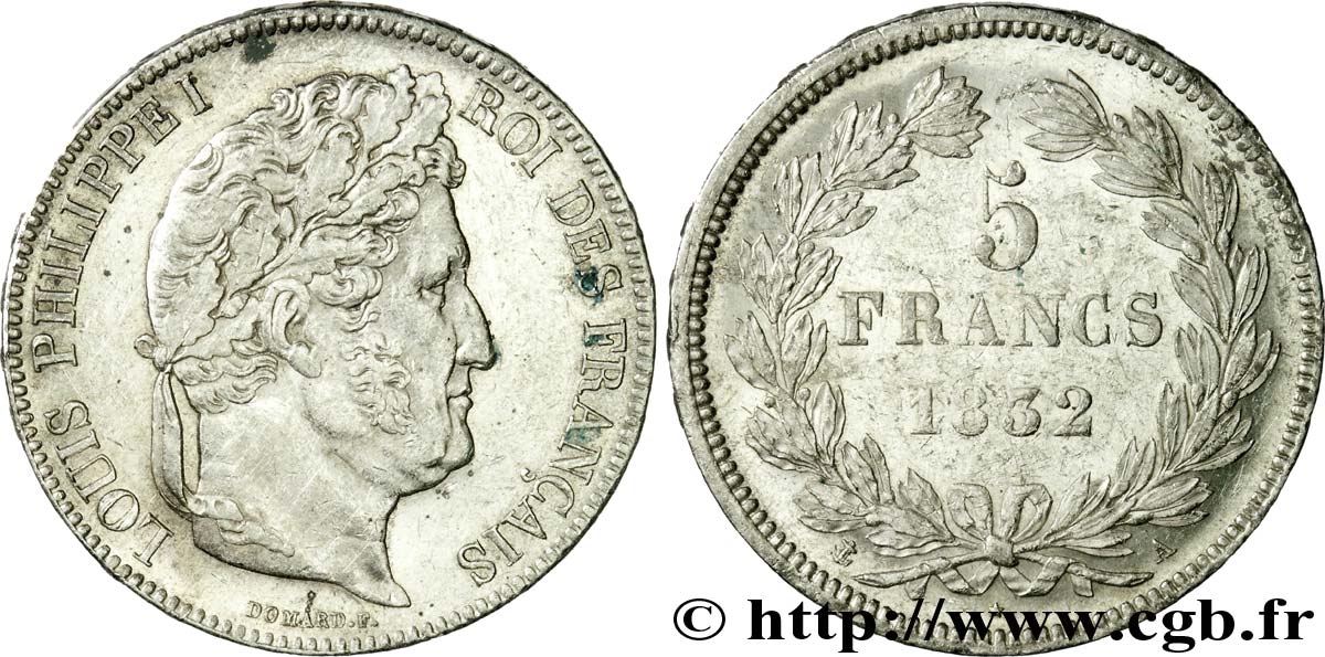 5 francs, IIe type Domard 1832 Paris F.324/1 BB 