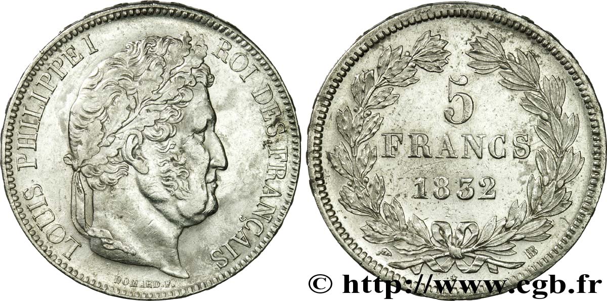 5 francs, IIe type Domard 1832 Strasbourg F.324/3 TTB 