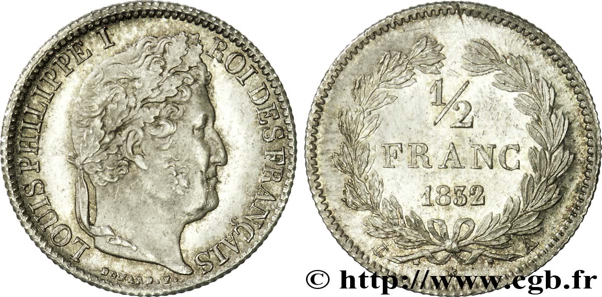 1/2 franc Louis-Philippe 1832 Paris F.182/15 AU 