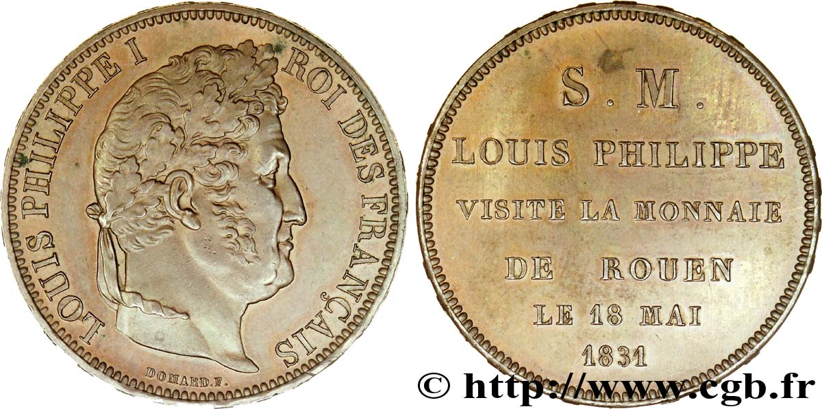 Monnaie de visite, module de 5 francs, pour Louis-Philippe à la Monnaie de Rouen 1831 Rouen VG.2825  SUP 