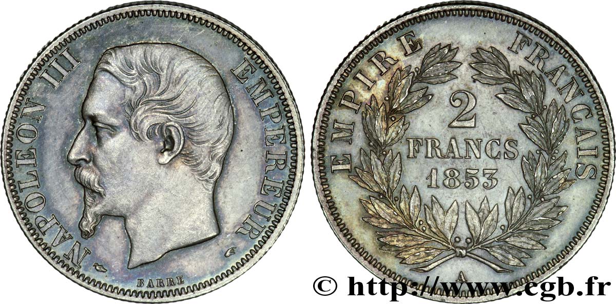 2 francs Napoléon III, tête nue 1853 Paris F.262/1 MS 