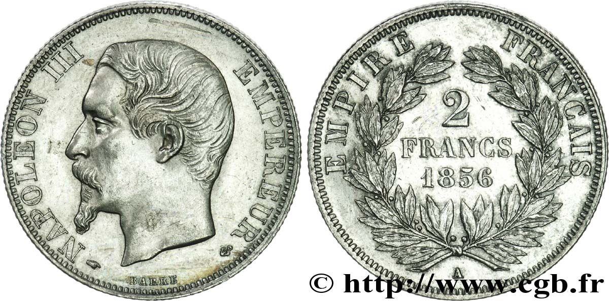 2 francs Napoléon III, tête nue 1856 Paris F.262/4 SUP 