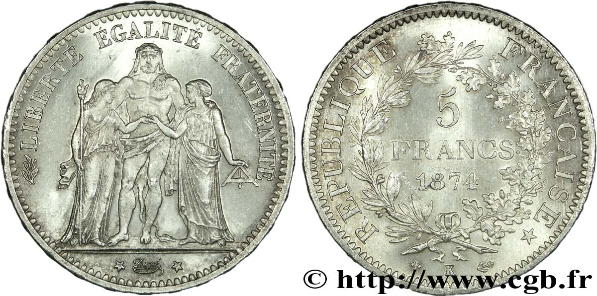 5 francs Hercule 1874 Bordeaux F.334/13 MS 