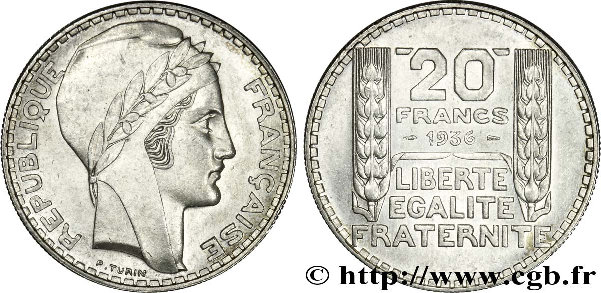 20 francs Turin 1936 Paris F.400/7 AU 