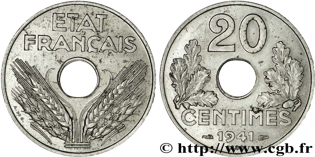 Essai de 20 centimes fer 1941  F.154/1 AU 