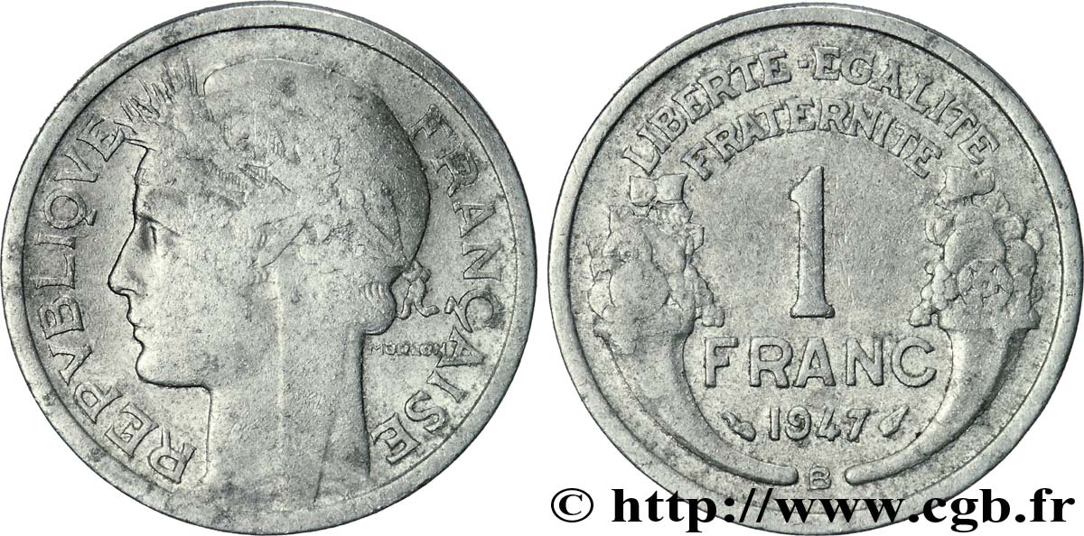 1 franc Morlon, légère, frappe médaille 1947 Beaumont-Le-Roger F.221/12 var. S 