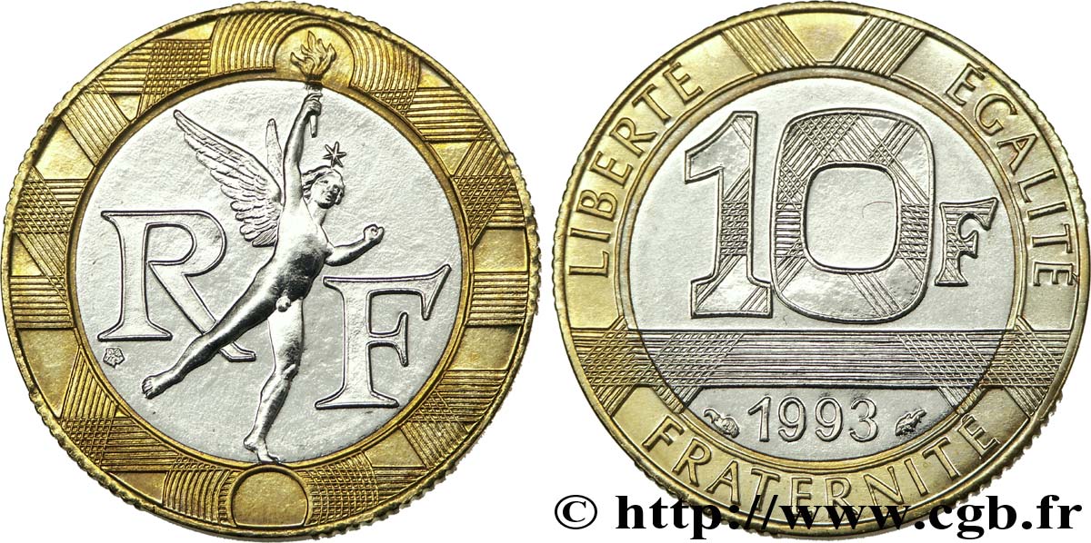 10 francs Génie de la Bastille, (BU) Brillant Universel, frappe médaille 1993 Pessac F.375/10 SC 