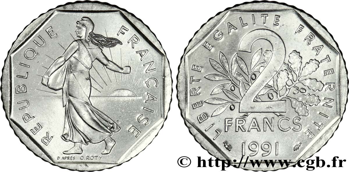 2 francs Semeuse, nickel, frappe monnaie 1991 Pessac F.272/15 EBC 